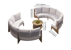 White Farmhouse Outdoor Sectional Sofa Set with Stainless Steel Coffee Tables Dimensions