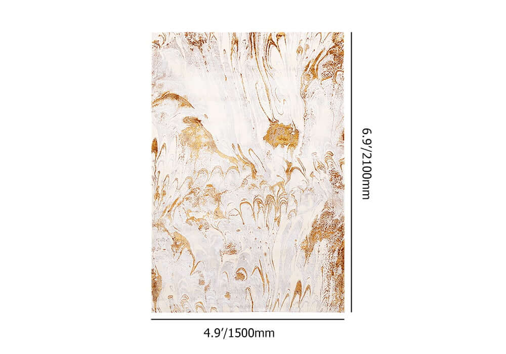 White & Gold Abstract Faux Cashmere Rectangle Rug Dimensions