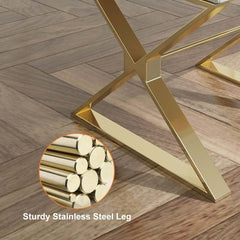 White & Gold Faux Leather Dining Chairs with Solid Back