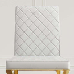 White & Gold Faux Leather Dining Chairs with Solid Back