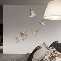 White & Gold Resin Butterfly Wall Art Set for Farmhouse Decor