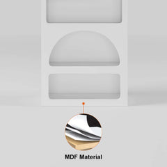 White MDF Art Deco Geometric Bookcase with Open Storage