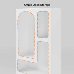 White MDF Art Deco Geometric Bookcase with Open Storage