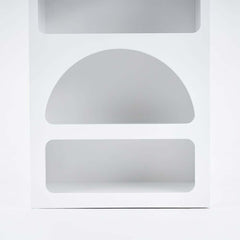 White MDF Art Deco Geometric Bookcase with Open Storage