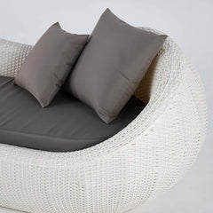 White Rattan Outdoor Sofa for 2 with Removable Cushions