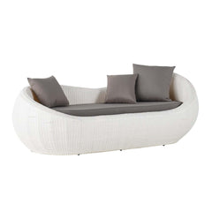 White Rattan Outdoor Sofa for 2 with Removable Cushions