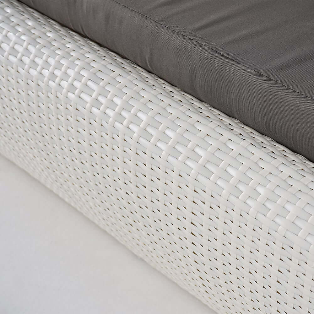 White Rattan Outdoor Sofa for 2 with Removable Cushions