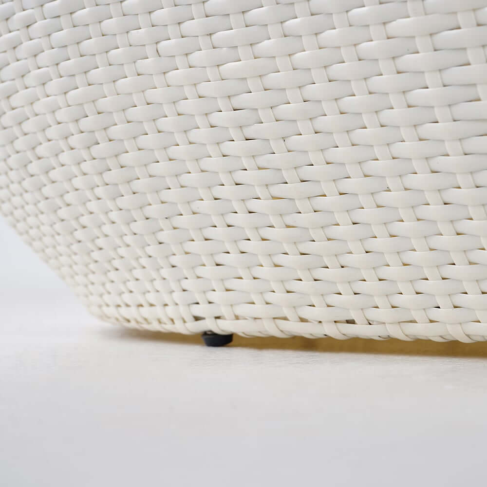 White Rattan Outdoor Sofa for 2 with Removable Cushions