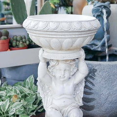 White Resin Abstract Baby Angel Garden Statue Planter