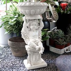 White Resin Abstract Baby Angel Garden Statue Planter