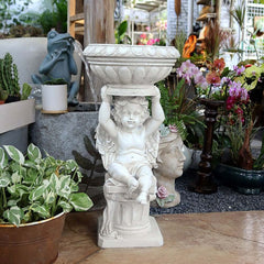 White Resin Abstract Baby Angel Garden Statue Planter