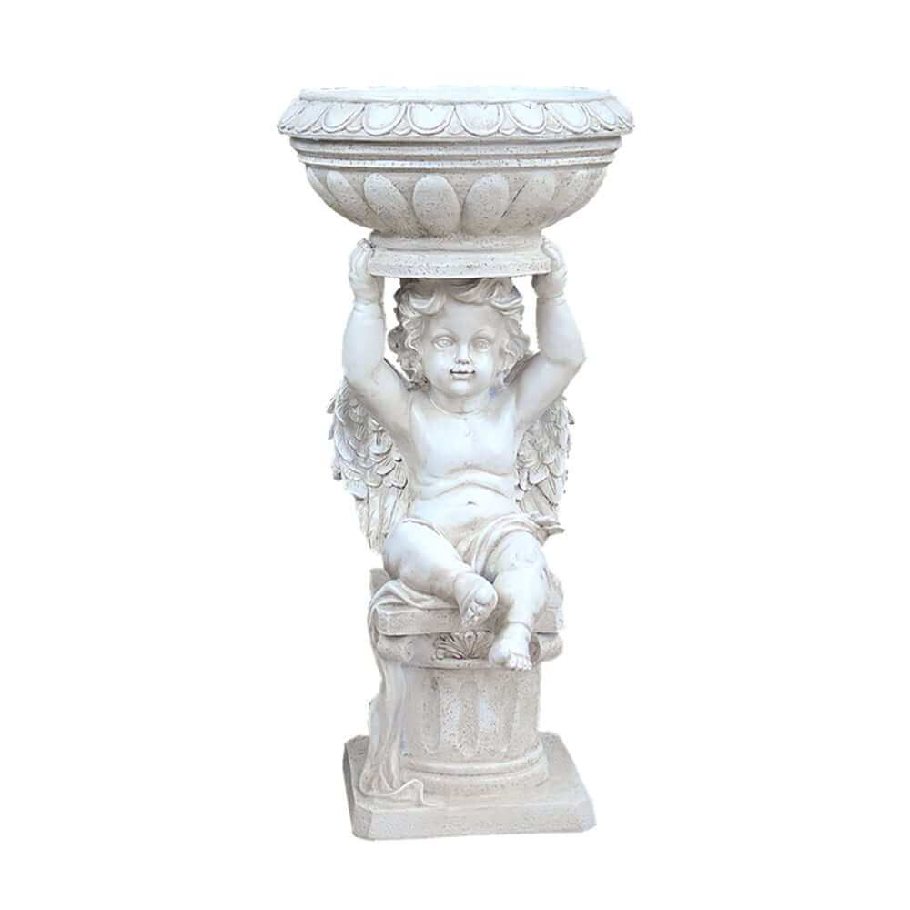 White Resin Abstract Baby Angel Garden Statue Planter