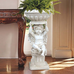 White Resin Abstract Baby Angel Garden Statue Planter