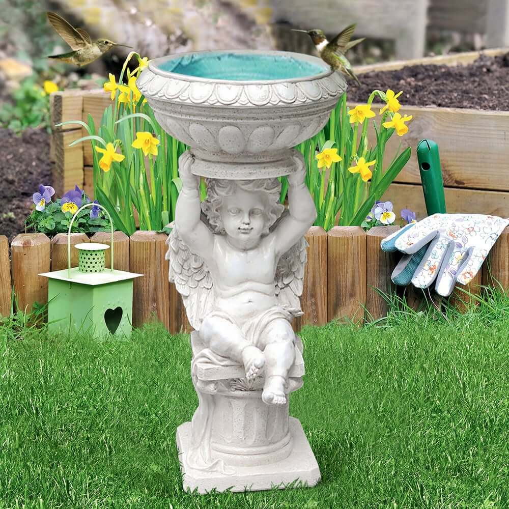 White Resin Abstract Baby Angel Garden Statue Planter