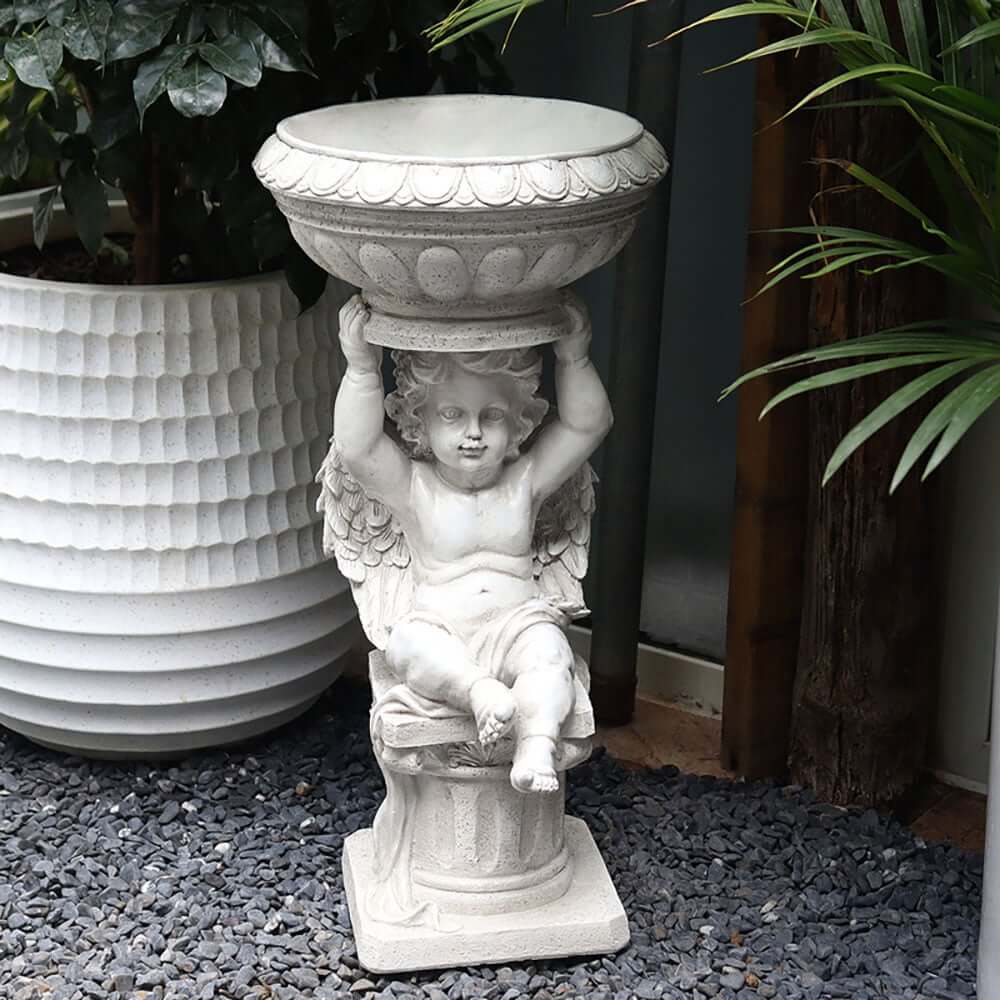 White Resin Abstract Baby Angel Garden Statue Planter