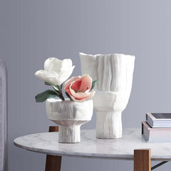 White Resin Abstract Vases Set – Minimalist Indoor Decor