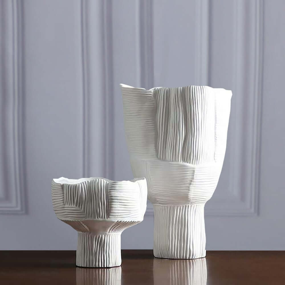 White Resin Abstract Vases Set – Minimalist Indoor Decor