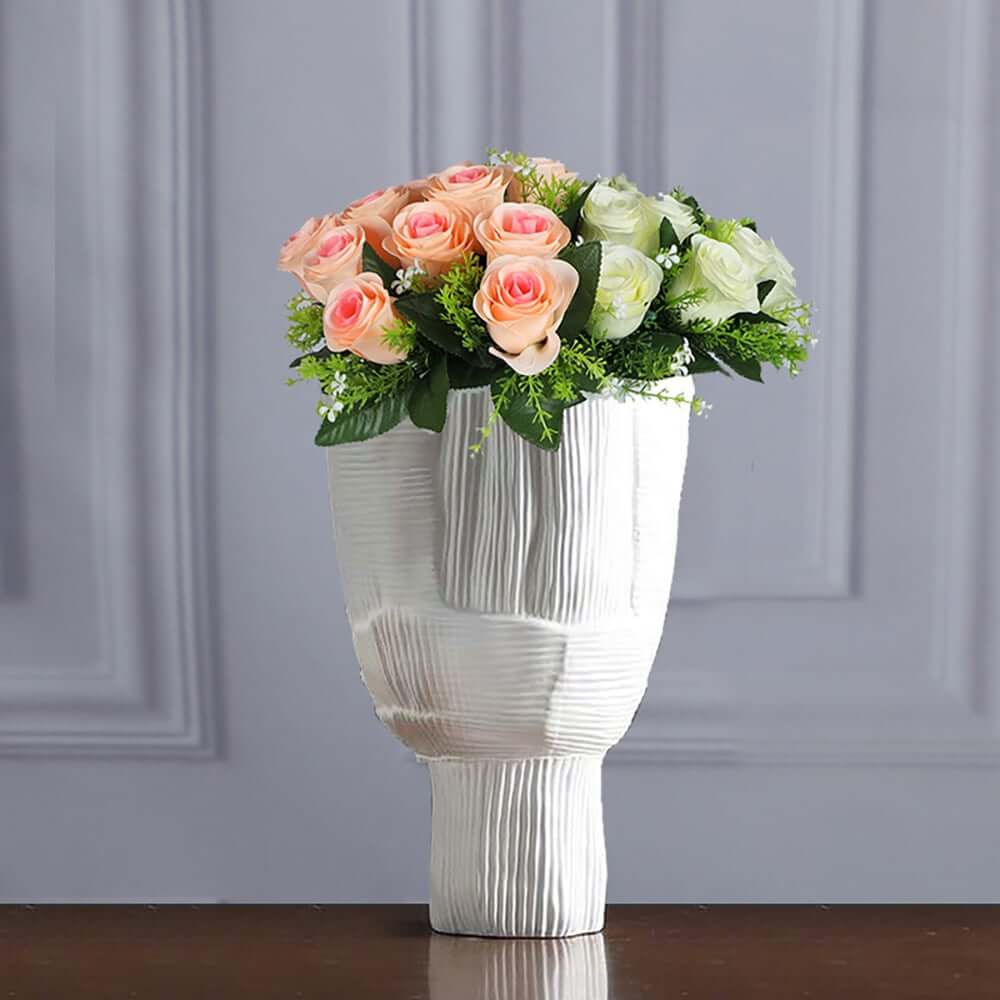 White Resin Abstract Vases Set – Minimalist Indoor Decor