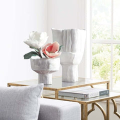 White Resin Abstract Vases Set – Minimalist Indoor Decor
