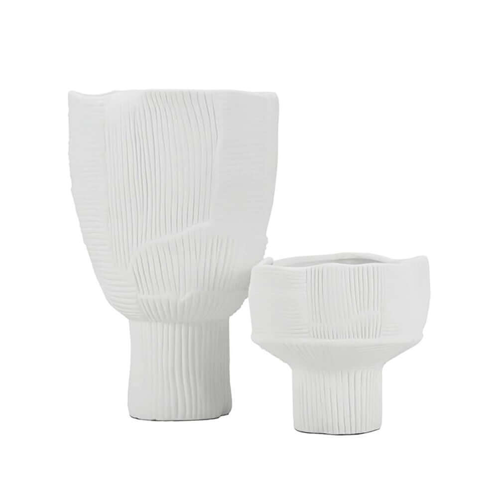 White Resin Abstract Vases Set – Minimalist Indoor Decor