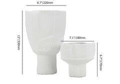 White Resin Abstract Vases Set – Minimalist Indoor Decor Dimensions