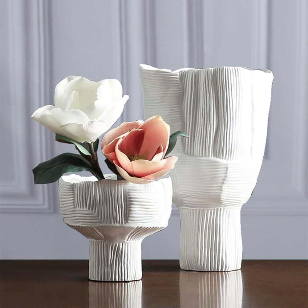 White Resin Abstract Vases Set – Minimalist Indoor Decor Main Product Image