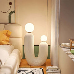 White Resin U-Shaped Sculptural Floor Lamp with Warm White LED