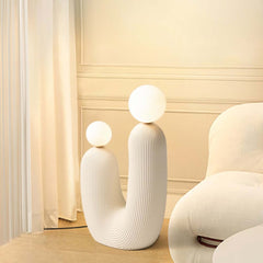 White Resin U-Shaped Sculptural Floor Lamp with Warm White LED