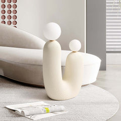White Resin U-Shaped Sculptural Floor Lamp with Warm White LED