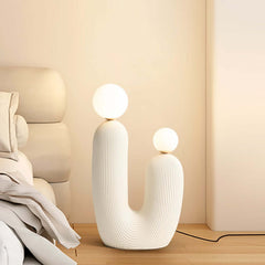 White Resin U-Shaped Sculptural Floor Lamp with Warm White LED