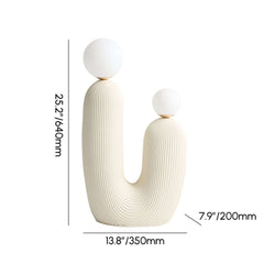 White Resin U-Shaped Sculptural Floor Lamp with Warm White LED Dimensions