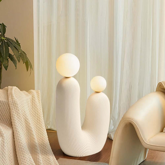 White Resin U-Shaped Sculptural Floor Lamp with Warm White LED Main Product Image