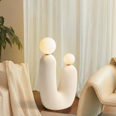 White Resin U-Shaped Sculptural Floor Lamp with Warm White LED Main Product Image