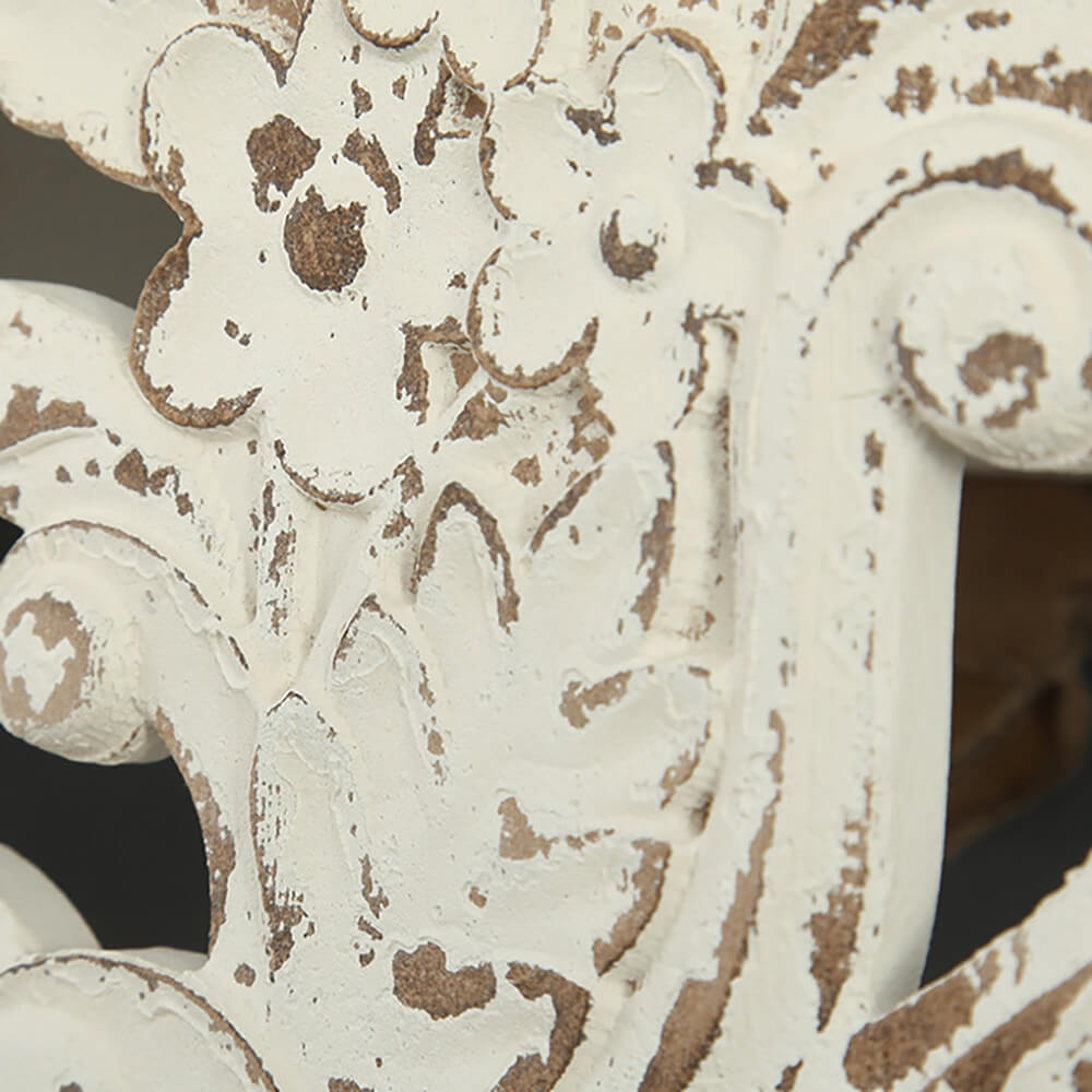 White Solid Wood Floating Shelf - French Country Design, Wall Mounted