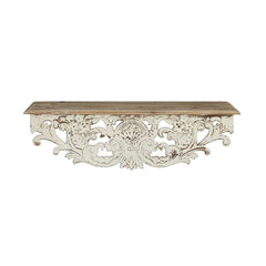White Solid Wood Floating Shelf - French Country Design, Wall Mounted