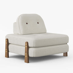 White Velvet Mid-Century Modern Sofa Bed With Adjustable Back