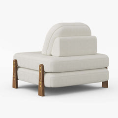 White Velvet Mid-Century Modern Sofa Bed With Adjustable Back