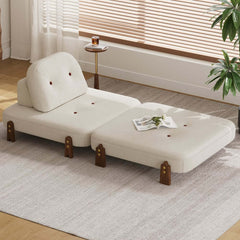 White Velvet Mid-Century Modern Sofa Bed With Adjustable Back