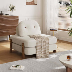 White Velvet Mid-Century Modern Sofa Bed With Adjustable Back
