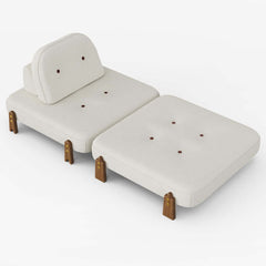 White Velvet Mid-Century Modern Sofa Bed With Adjustable Back