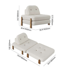 White Velvet Mid-Century Modern Sofa Bed With Adjustable Back Dimensions
