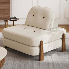 White Velvet Mid-Century Modern Sofa Bed With Adjustable Back Main Product Image