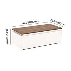 White & Walnut TV Stand with Storage Drawers & Door Dimensions