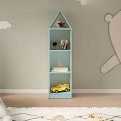 Wooden Kids Storage Shelf with Playful Roof Silhouette and Sturdy Build