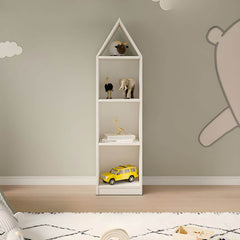 Wooden Kids Storage Shelf with Playful Roof Silhouette and Sturdy Build