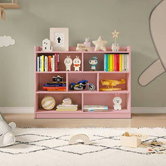 Wooden Kids Storage Shelf with Playful Roof Silhouette and Sturdy Build