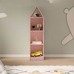 Wooden Kids Storage Shelf with Playful Roof Silhouette and Sturdy Build