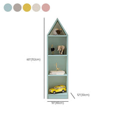 Wooden Kids Storage Shelf with Playful Roof Silhouette and Sturdy Build Dimensions