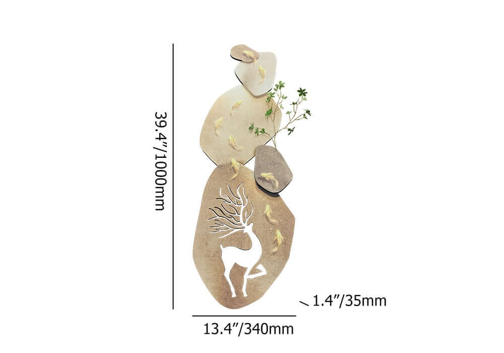 Wooden LED Wall Art with Nature-Inspired Deer and Koi Design Dimensions