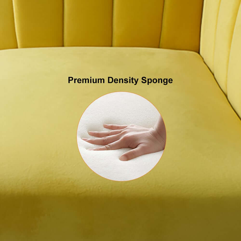 Yellow Velvet Glam Lounge Chair With Gold Cross Legs